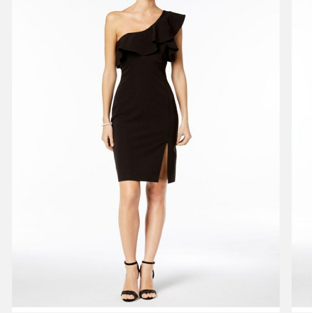 Black one shoulder Bardot Dress